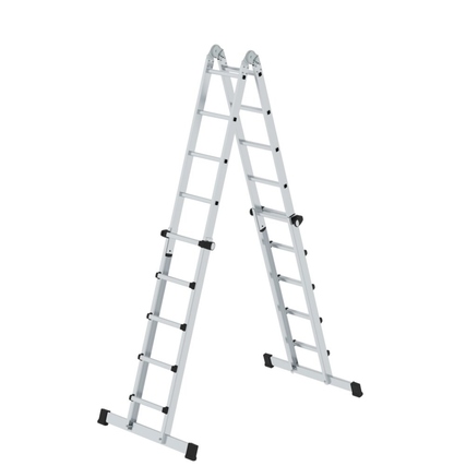 MUNK Teleskopleiter mit 2 x 5 Stufen, als Steh- und Anlegeleiter einsetzbar.