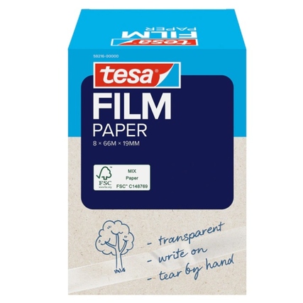 tesa® Klebefilm tesafilm® PAPER 19 mm x 66 m (B x L) einseitig klebend ohne Lösungsmittel Acrylat transparent 8 St./Pack.