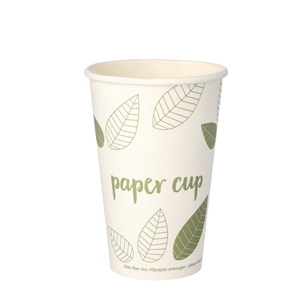 PAPSTAR Trinkbecher pure Einweg 300ml Pappe weiß/grün paper cup 50 St./Pack.