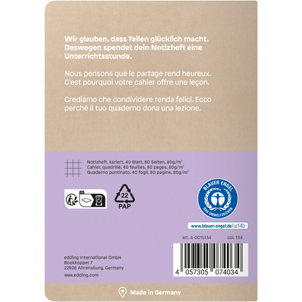 share Notizheft DIN A6 kariert pastellviolet Produktbild pa_produktabbildung_2 XL