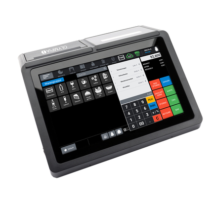 Touchscreen-Registrierkasse mit benutzerfreundlicher Oberfläche und Programmieroptionen.