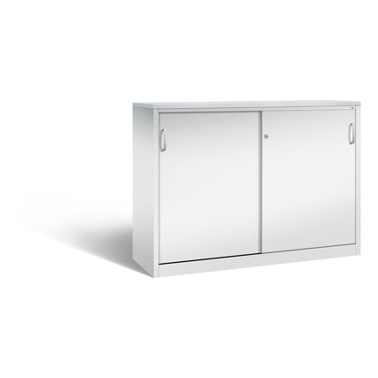 C+P Schiebetürenschrank Acurado-2000 1.600 x 1.200 x 500 mm (B x H x T) 4 Fachböden Stahl Farbe der Front: lichtgrau Farbe des Korpus: lichtgrau