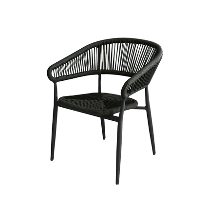 FEROS Stuhl Flint Innenbereich, Außenbereich 62 x 76 x 64 cm (B x H x T) inkl. Sitzkissen Polyethylen-Geflecht schwarz 2 St./Pack.