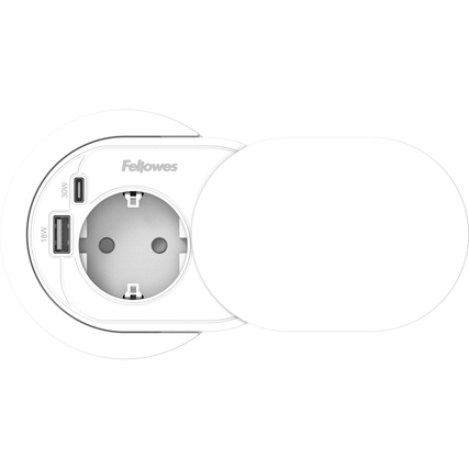 Fellowes® Einbau-Steckdosenleiste Power Spot 1 Steckdose 2 USB Ports weiß