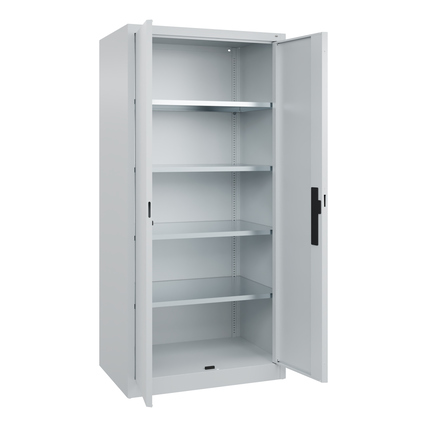Werkzeugschrank Acurado in lichtgrau mit zwei Türen und fünf höhenverstellbaren Regalböden.