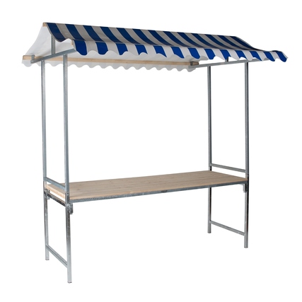 FEROS Marktstand Maastricht 200 x 232 x 151 cm (B x H x T) Holz Kunststoff weiß/blau