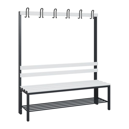 C+P Umkleidebank Solid 1.500 x 1.716 x 412 mm (B x H x T) 375kg Kunststoff schwarzgrau