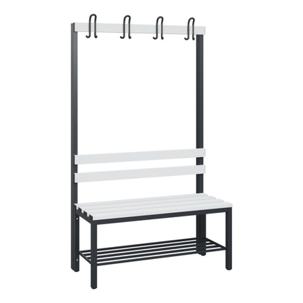 C+P Umkleidebank Solid 1.000 x 1.716 x 412 mm (B x H x T) 375kg Kunststoff schwarzgrau