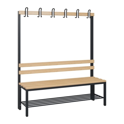 C+P Umkleidebank Solid 1.500 x 1.716 x 412 mm (B x H x T) 375kg Holz schwarzgrau