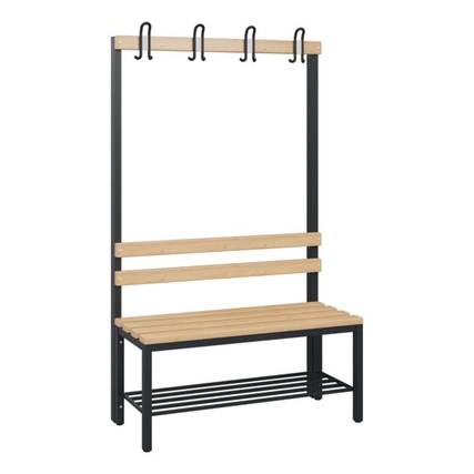 C+P Umkleidebank Solid 1.000 x 1.716 x 412 mm (B x H x T) 375kg Holz schwarzgrau