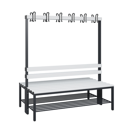 C+P Umkleidebank Solid 1.500 x 1.716 x 770 mm (B x H x T) 375kg Kunststoff schwarzgrau