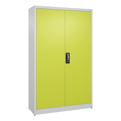 C+P Flügeltürenschrank Acurado 1.200 x 1.950 x 400 mm (B x H x T) 4 Fachböden Stahl Farbe der Front: clowngrün Farbe des Korpus: lichtgrau