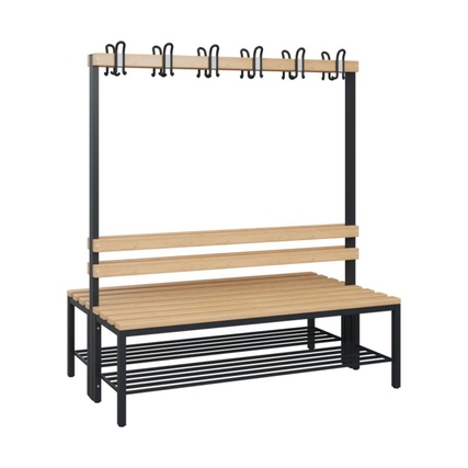 C+P Umkleidebank Solid 1.500 x 1.716 x 770 mm (B x H x T) 375kg Holz schwarzgrau