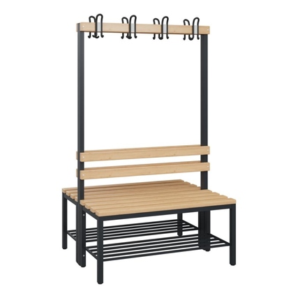 C+P Umkleidebank Solid 1.000 x 1.716 x 770 mm (B x H x T) 375kg Holz schwarzgrau