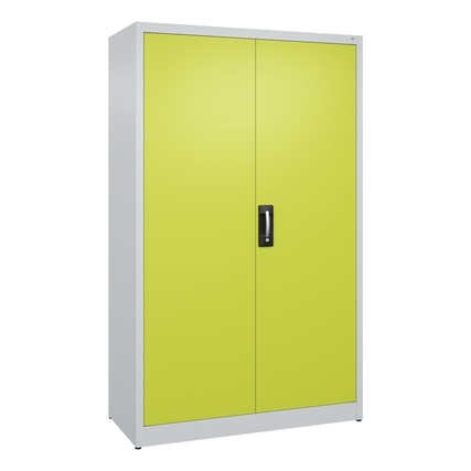 C+P Flügeltürenschrank Acurado 1.200 x 1.950 x 500 mm (B x H x T) 4 Fachböden Stahl Farbe der Front: clowngrün Farbe des Korpus: lichtgrau