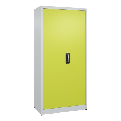 C+P Flügeltürenschrank Acurado 930 x 1.950 x 500 mm (B x H x T) 4 Fachböden Stahl Farbe der Front: clowngrün Farbe des Korpus: lichtgrau