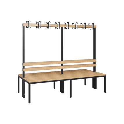 C+P Umkleidebank Solid 1.500 x 1.716 x 770 mm (B x H x T) 375kg Holz schwarzgrau