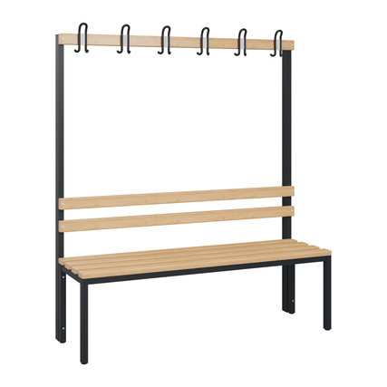 C+P Umkleidebank Solid 1.500 x 1.716 x 412 mm (B x H x T) 375kg Holz schwarzgrau