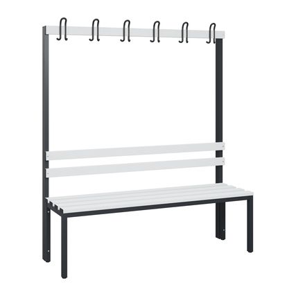 C+P Umkleidebank Solid 1.500 x 1.716 x 412 mm (B x H x T) 375kg Kunststoff schwarzgrau