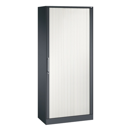 C+P Rollladenschrank Asisto 800 x 1.980 x 435 mm (B x H x T) 4 Fachböden verkehrsweiß schwarzgrau