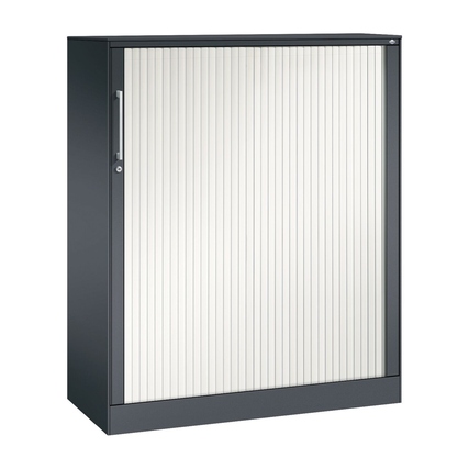C+P Rollladenschrank Asisto 1.000 x 1.310 x 435 mm (B x H x T) 2 Fachböden verkehrsweiß schwarzgrau