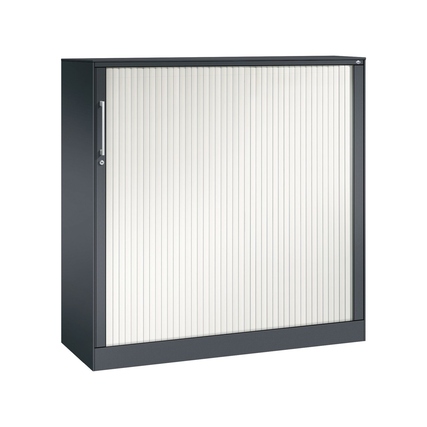 C+P Rollladenschrank Asisto 1.200 x 1.310 x 435 mm (B x H x T) 2 Fachböden verkehrsweiß schwarzgrau