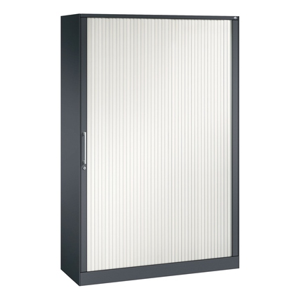 C+P Rollladenschrank Asisto 1.200 x 1.980 x 435 mm (B x H x T) 4 Fachböden verkehrsweiß schwarzgrau