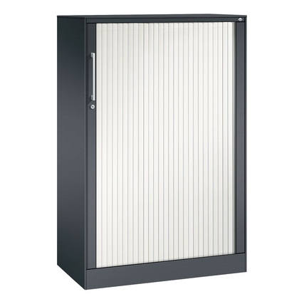 C+P Rollladenschrank Asisto 800 x 1.310 x 435 mm (B x H x T) 2 Fachböden verkehrsweiß schwarzgrau
