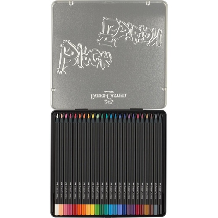 Buntstifte in einer Metallbox mit 24 Farben, ergonomisch gestaltet für besseren Griff.
