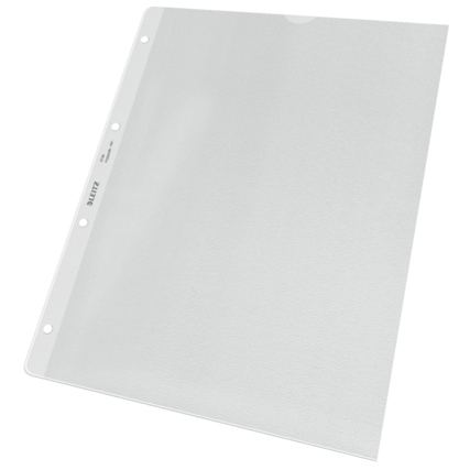 Extrastarke, transparente Prospekthülle DIN A4 mit Daumenausschnitt zum einfachen Öffnen.