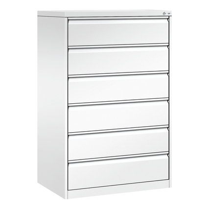 C+P Karteischrank Acurado 787 x 1.357 x 590 mm (B x H x T) 6 Schubladen Stahl, lackiert verkehrsweiß