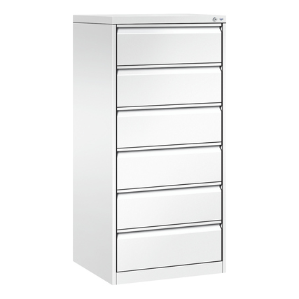 C+P Karteischrank Acurado 553 x 1.357 x 590 mm (B x H x T) 6 Schubladen Stahl, lackiert verkehrsweiß
