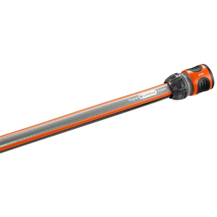 Wasserstop von GARDENA, Zubehör für Wasserschläuche, mit orangefarbenem Anschluss.