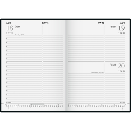 Glocken Buchkalender 2027 14,5 x 20,6 cm (B x H) 1 Tag/1 Seite, Sa/So 1 Seite Miradur schwarz