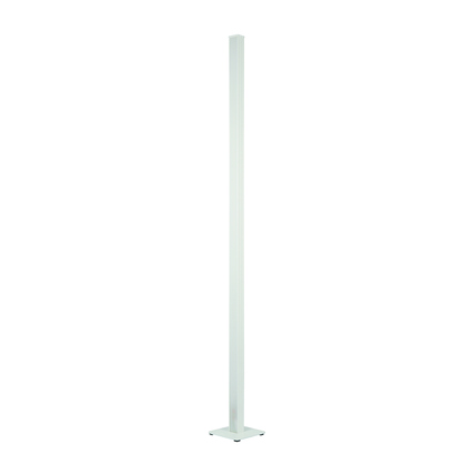 Hochwertige weiße LED-Stehleuchte mit minimalistischer Säule und stabiler Basis.