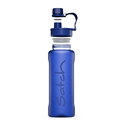 Blaue Satch Trinkflasche XL mit Schraubverschluss und Trinköffnung.
