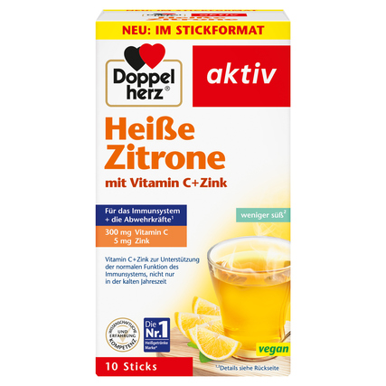 Doppelherz Nahrungsergänzungsmittel Heißgetränk aktiv Vitamin C + Zink Zitrone 10 St./Pack.