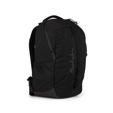 Schwarzer Satch Schulrucksack con:next Urban Black von der Seite mit ergonomischem Design.