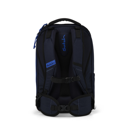 Schulrucksack in Dunkelblau mit sportlichem Design und gepolsterten Rückenriemen.