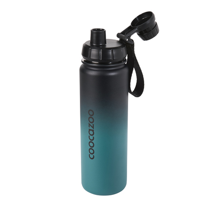 COOCAZOO Trinkflasche 0,7l doppelwandig ausgeführt Edelstahl blau/schwarz Gradient Teal