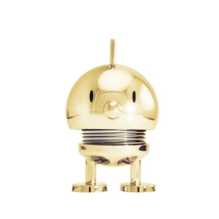 Goldene Hoptimist Dekorationsfigur Bumble mit runder Form und zwei Beinen.