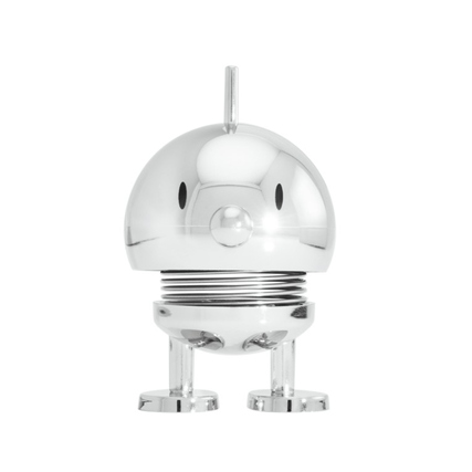 HOPTIMIST Dekorationsfigur Bumble S in chrome mit runder Form und standhaften Beinen.
