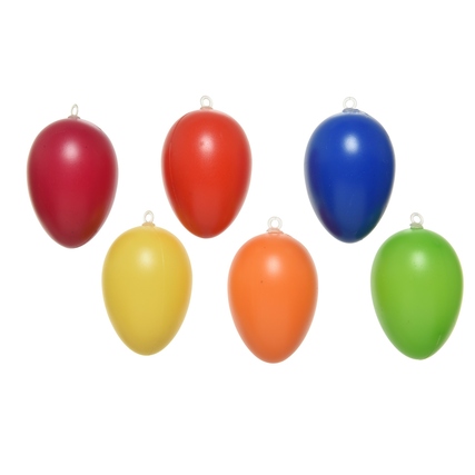 Bunte Deko-Ostereier in verschiedenen Farben, ca. 6 cm groß, mit Aufhängung.