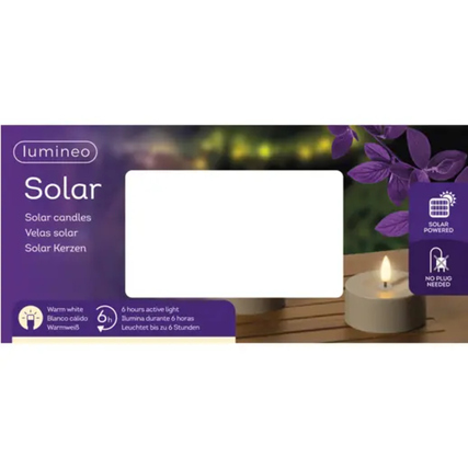 Braune Solarleuchte auf einem farbigen Hintergrund mit Platz für Produktinfo.