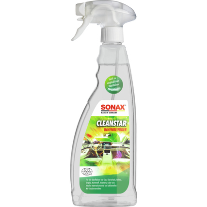 SONAX Allzweckreiniger CleanStar Ecocert Glas, Polster, Kunststoff, Alcantara, Leder Citrus nicht dermatologisch getestet frei von Mikroplastik 6,5-7,5 Sprühflasche Kunststoff 0,75l