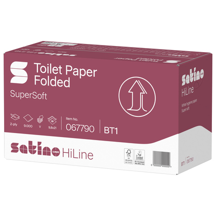 Satino by WEPA Toilettenpapier HiLine 2-lagig Z/Z-Falz / V-Falz hochweiß 30 x 300 Bl./Pack.