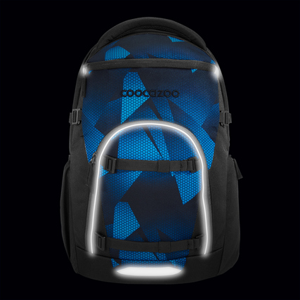 Schulrucksack COOCAZOO BYTE in Blau mit reflektierenden Flächen und verstellbaren Gurten.