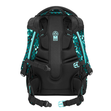Schulrucksack COOCAZOO PORTER Pixel Blox in Frontansicht mit ergonomischem Design und Tragegurten.