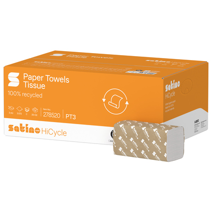 Satino by WEPA Papierhandtücher HiCycle 25 x 33 cm (B x L) Papier, 100 % recycelt hochweiß 24 x 128 Bl./Pack.
