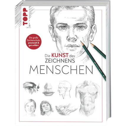 Zeichenbuch mit Illustrationen von menschlichen Gesichtern und Körpern auf dem Cover.
